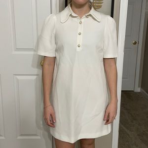Zara white dress with gold and pearl buttons